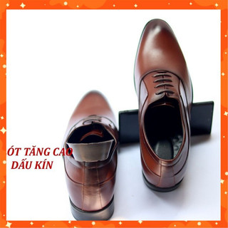 Giày Tây Nam Trung Niên Đế Cao Su Tăng Chiều Cao 6.5cm Buộc Dây Da Bò Cao Cấp Kiểu Oxford Công Sở Phong Cách Lịch Sự