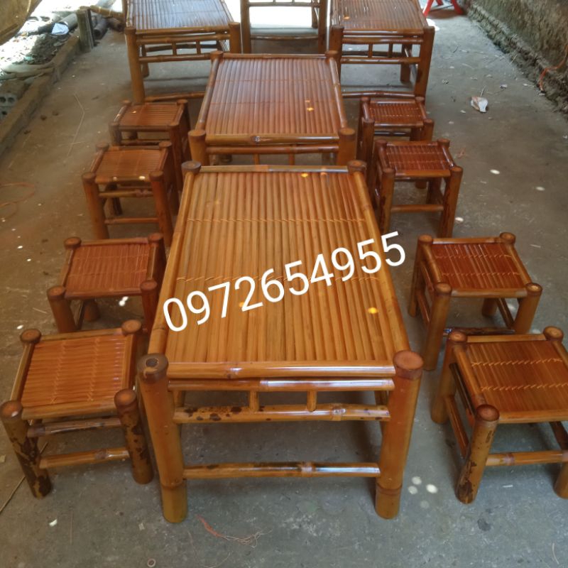 Bàn ghế song tre Việt Nam, KT: bàn 50*70,h50cm, ghế 28*28,h30cm
