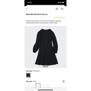 đầm Uniqlo xoè cổ V dài tay có kèm đầm 2 dây