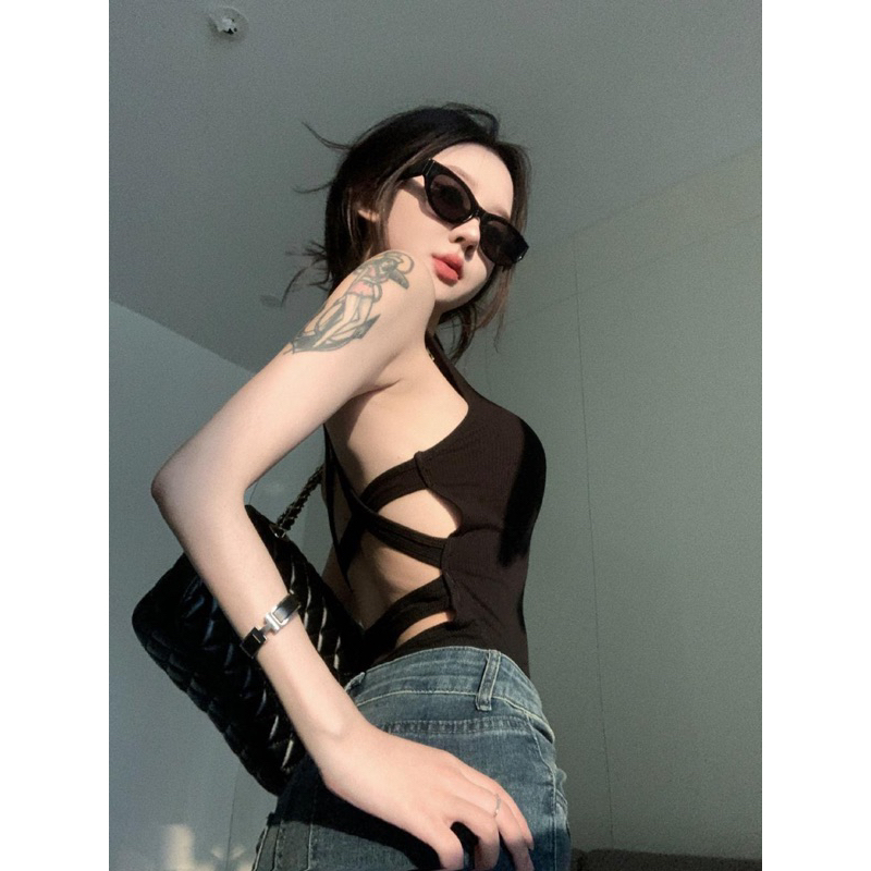 Áo ba lỗ đan lưng gợi cảm có lót ngưc hottrend 2023