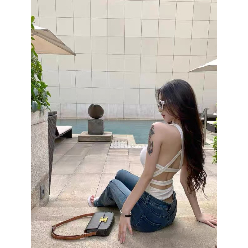 Áo ba lỗ đan lưng gợi cảm có lót ngưc hottrend 2023