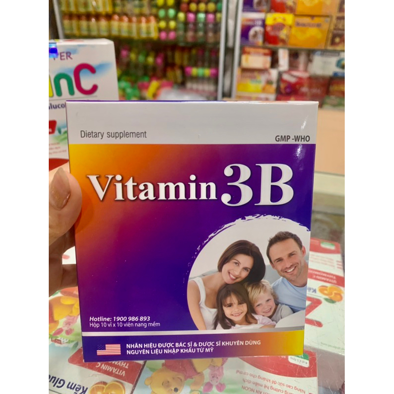 Viên uống Vitamin 3B bổ sung vitamin B1+B6+B12 - Hộp 100 viên-nguyên liệu được nhập khẩu từ Mỹ