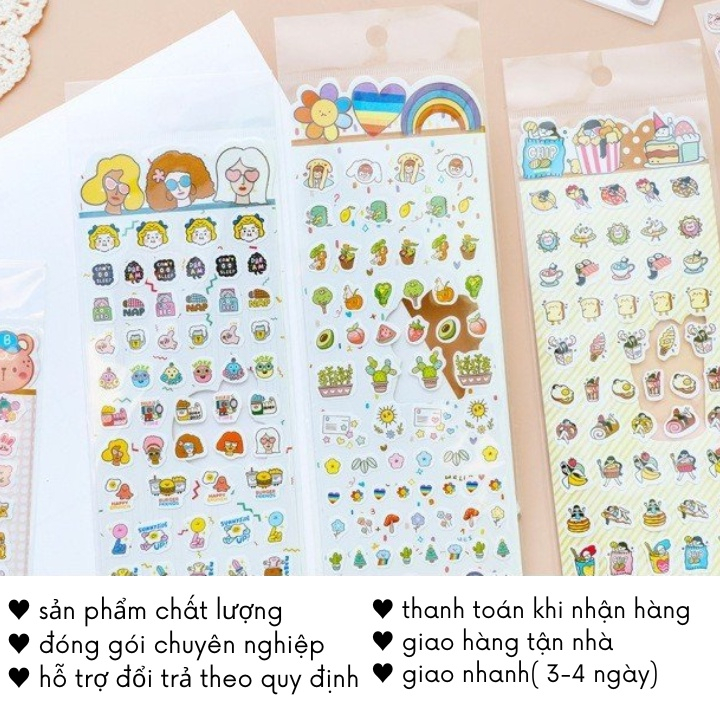 Sticker Mini Cute Dễ Thương Hình Dán Trong Suốt Anime Dán Sổ Tay Bò Sữa ST85