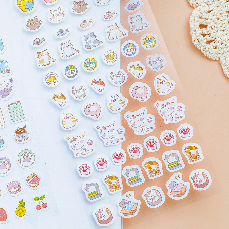 Sticker Mini Cute Dễ Thương Hình Dán Trong Suốt Anime Dán Sổ Tay Bò Sữa ST85