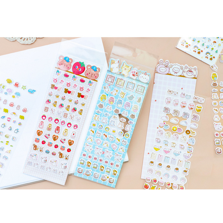 Sticker Mini Cute Dễ Thương Hình Dán Trong Suốt Anime Dán Sổ Tay Bò Sữa ST85