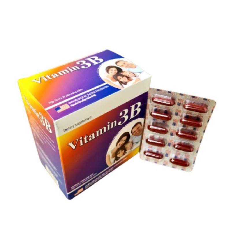 Viên uống Vitamin 3B bổ sung vitamin B1+B6+B12 - Hộp 100 viên-nguyên liệu được nhập khẩu từ Mỹ