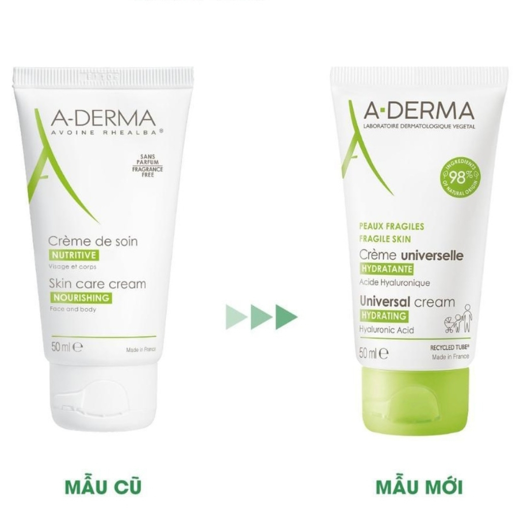 Kem dưỡng ẩm Aderma Universal Cream skincare từ glycerin, acid hyaluronic,bơ hạt mỡ làm mềm da, dịu da khô, da mỏng manh
