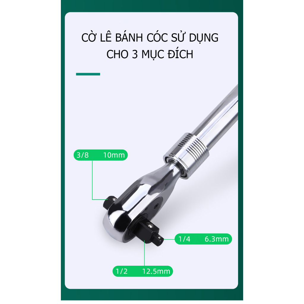 Cần xiết lực 2 chiều 1/4, 1/2, 3/8 KÉO DÀI 5 CẤP ĐỘ - Một sản phẩm của Tuosen