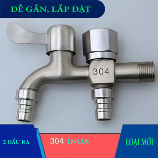 Vòi nước inox 304 2 đầu ra, Vòi nước 2 đầu ra inox 304, Vòi nước 2 đầu ra cao cấp tiện dụng