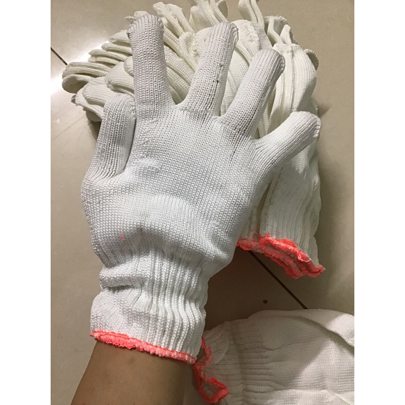 10 đôi găng tay bảo hộ lao động sợi poly 50 ôm sát chống trượt, chống giãn