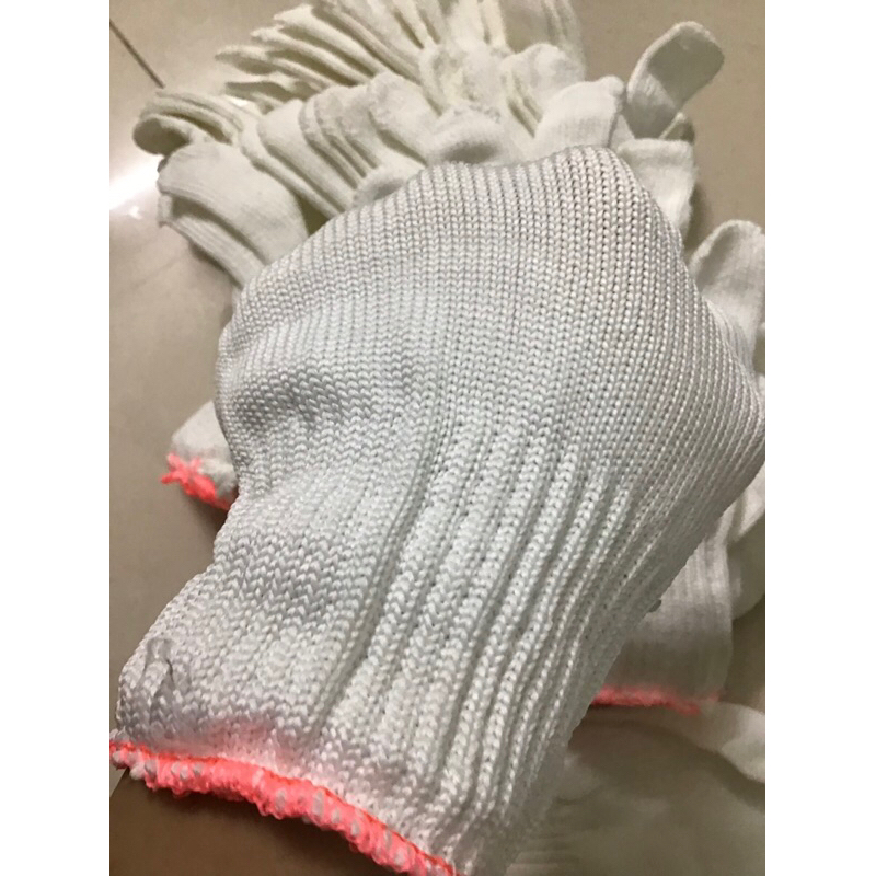 10 đôi găng tay bảo hộ lao động sợi poly 50 ôm sát chống trượt, chống giãn