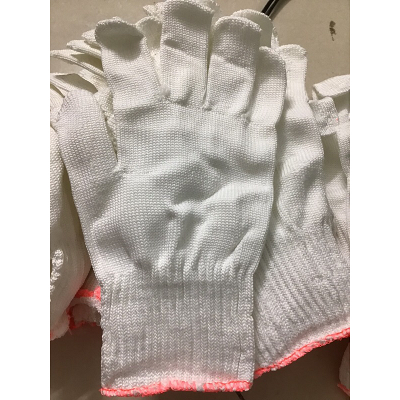 10 đôi găng tay bảo hộ lao động sợi poly 50 ôm sát chống trượt, chống giãn