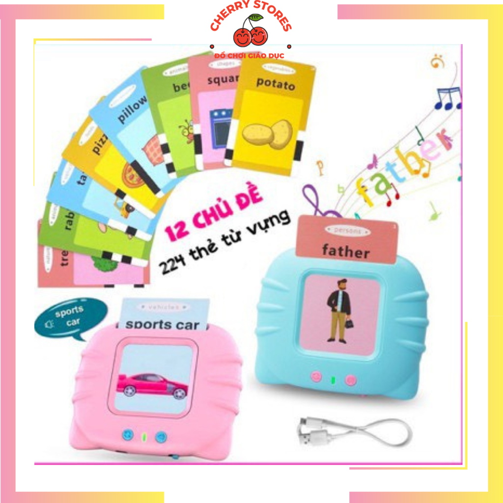 Máy Đọc Thẻ Tiếng Anh, Máy đọc thẻ Flashcard Song Ngữ Anh _ tiếng anh giáo dục sớm cho bé loại 1, 224 từ vựng