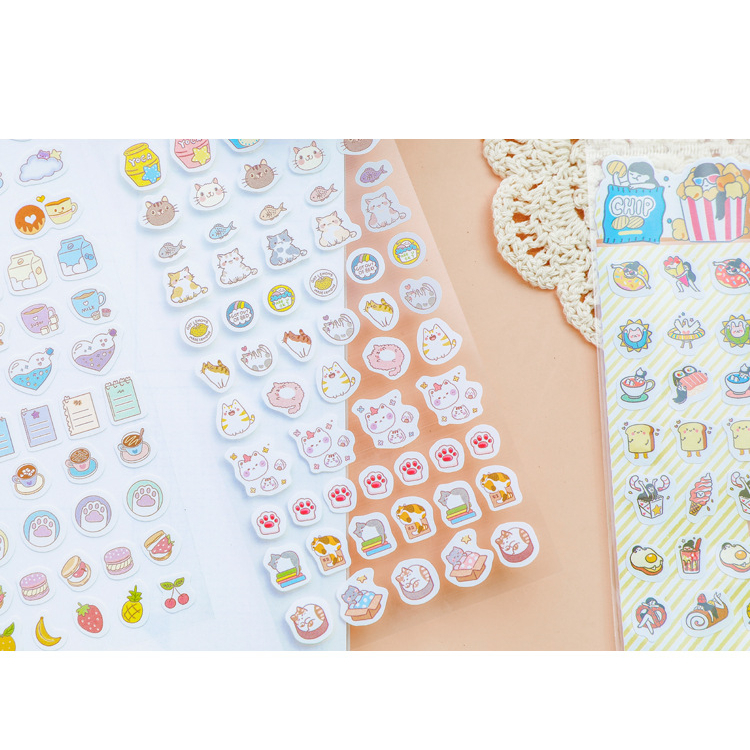 Sticker Mini Cute Dễ Thương Hình Dán Trong Suốt Anime Dán Sổ Tay Bò Sữa ST85