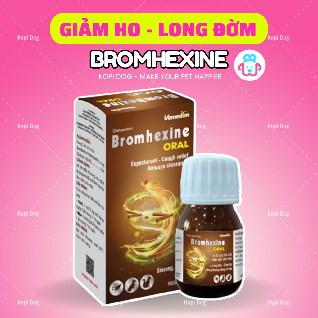 BROMHEXINE ORAL siro giảm ho cho chó mèo thú cưng