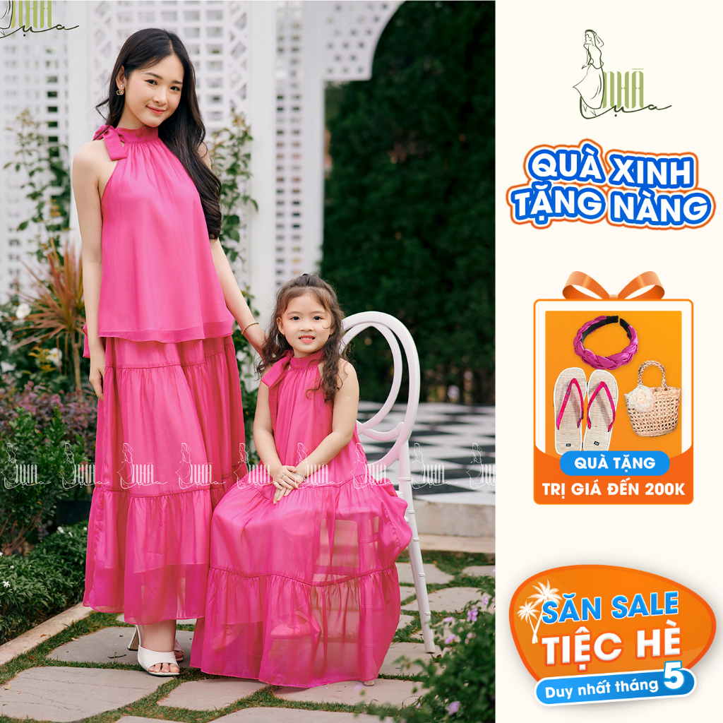 (Combo)Set yếm chân váy Hạ Miên mẹ và bé gái phong cách nàng thơ Hạ Miên- Set đồ đôi mẹ và bé áo yếm váy xếp ly CB01