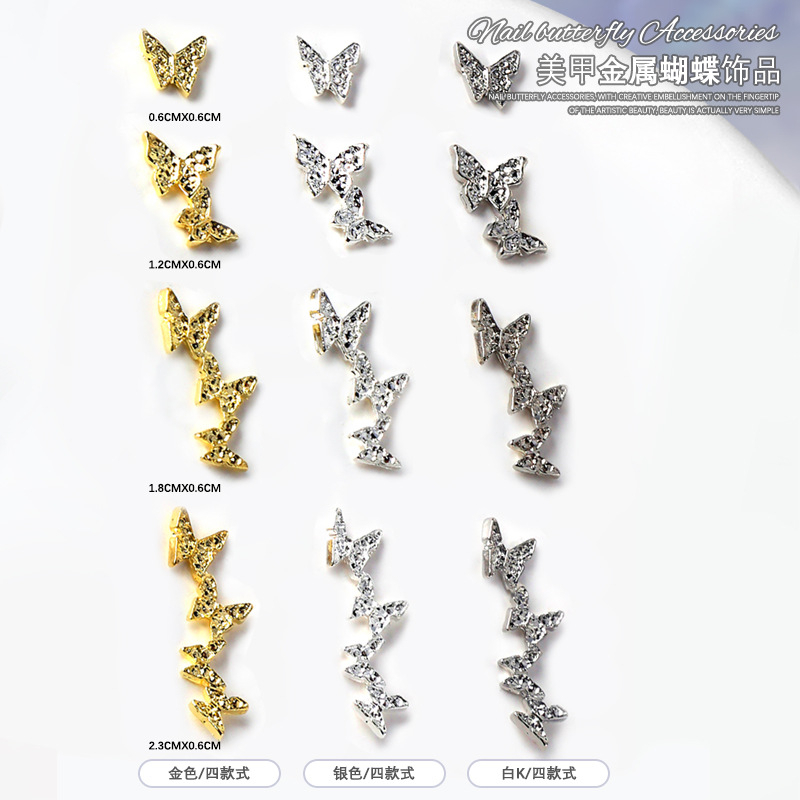 Charm buom kim loại trang trí móng loại trơn không đá