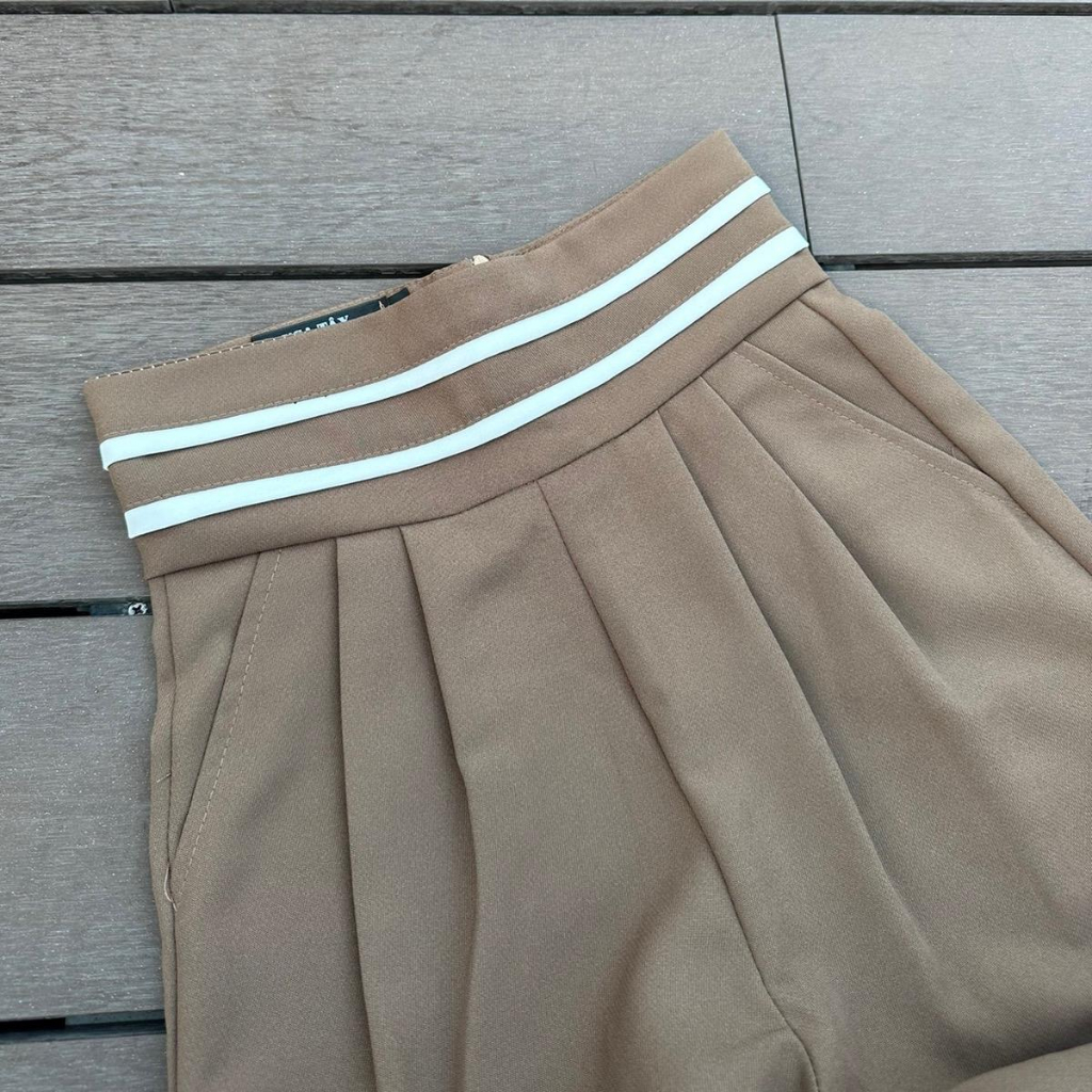Quần Tây Nữ lưng cao bo viền ống suông Nga Tây Boutique