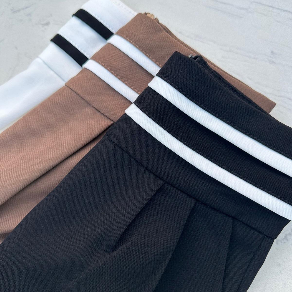 Quần Tây Nữ lưng cao bo viền ống suông Nga Tây Boutique