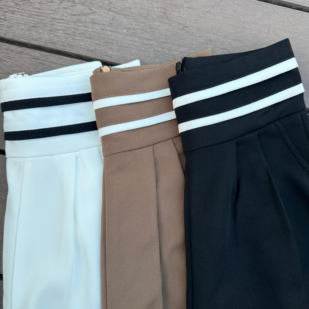 Quần Tây Nữ lưng cao bo viền ống suông Nga Tây Boutique