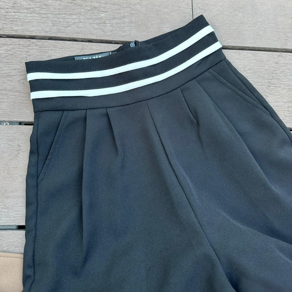 Quần Tây Nữ lưng cao bo viền ống suông Nga Tây Boutique