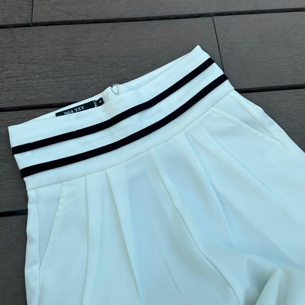 Quần Tây Nữ lưng cao bo viền ống suông Nga Tây Boutique