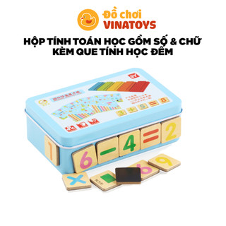Đồ chơi cho bé hộp tính toán học gồm số và chữ kèm que tính học đếm Đồ chơi gỗ thông minh VINATOYS