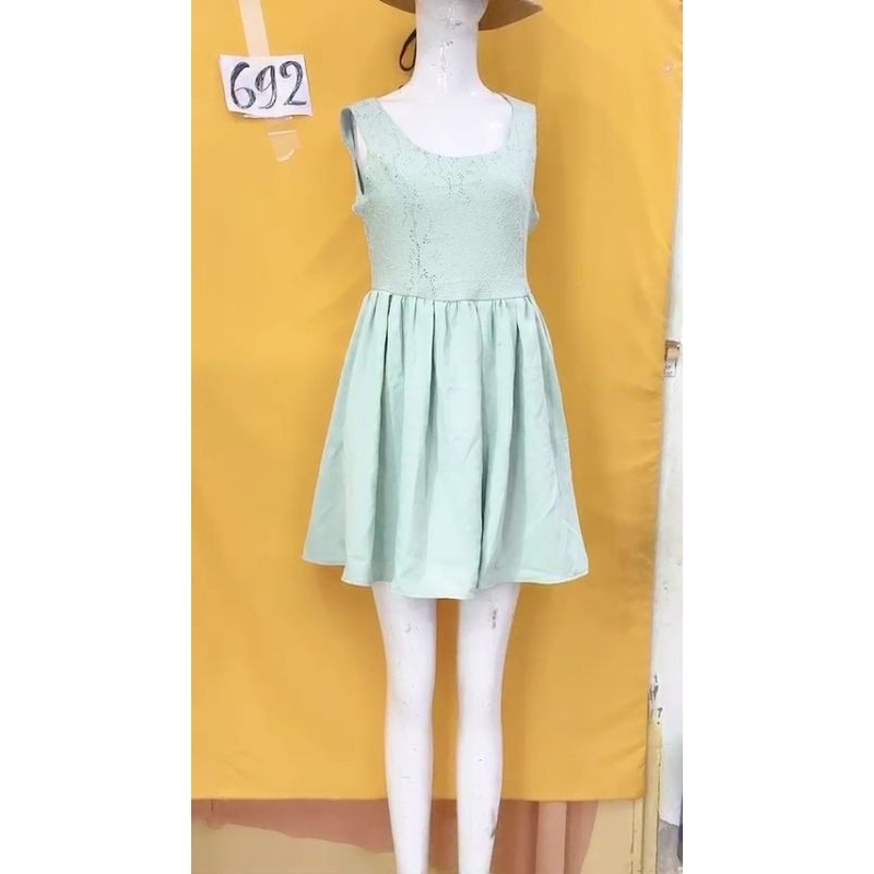 đầm Thun phối ren xanh. S692