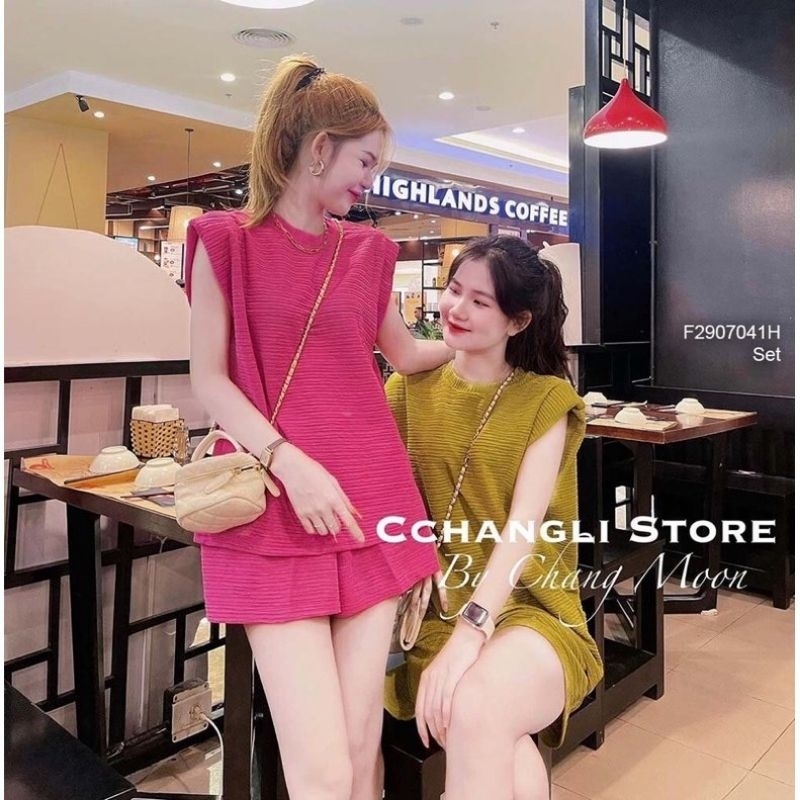 Set áo sát nách đi chơi đi biển dạo phố có đệm vai cổ tròn Kèm Quần ngắn DỄ THƯƠNG 118