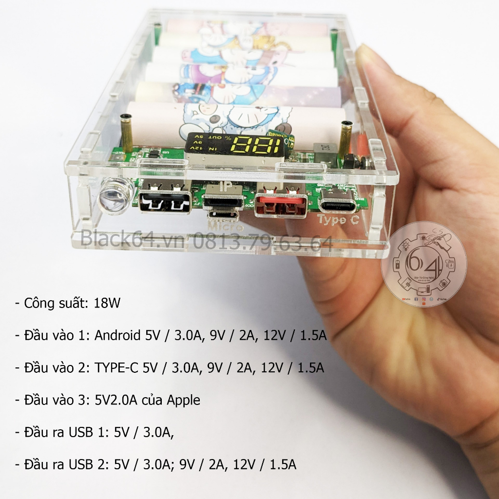 Sạc Dự Phòng 17.400mah Do ra e mon dễ thương 2023 l In ảnh theo yêu cầu