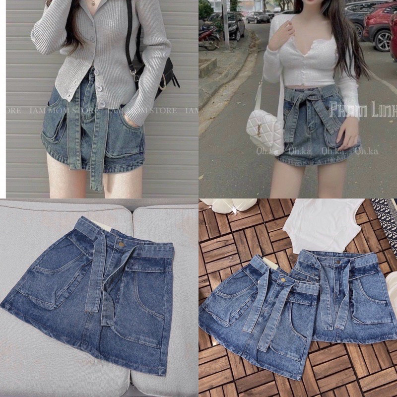 Quần Giả Váy Jean Ngắn Co Dãn Đủ Size Kèm Ảnh Thật