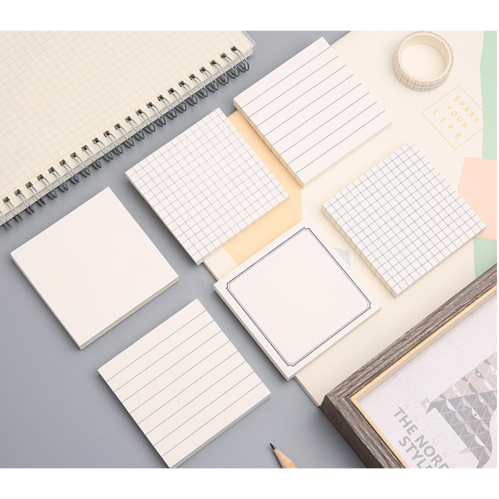 Giấy note giấy ghi chú hình vuông giấy trắng/craft 80 tờ 73x73mm