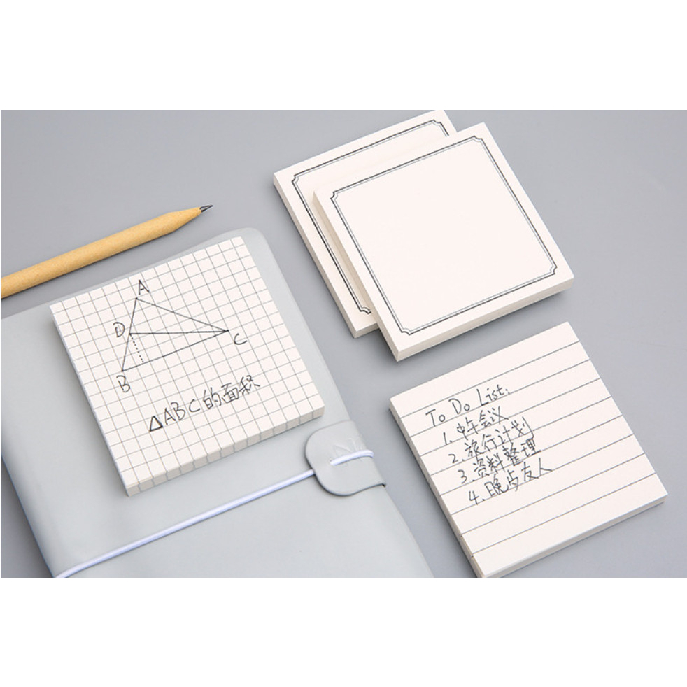 Giấy note giấy ghi chú hình vuông giấy trắng/craft 80 tờ 73x73mm