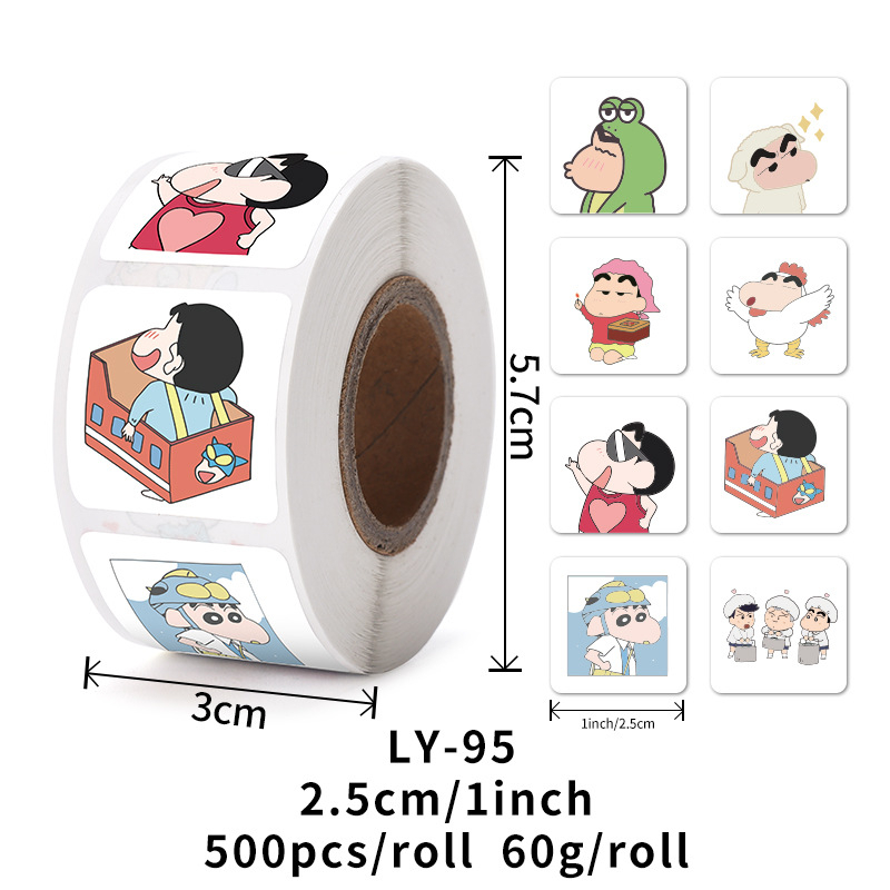 Cuộn 500 Tem Dán Hoạt Hình Shin Cậu Bé Bút Chì