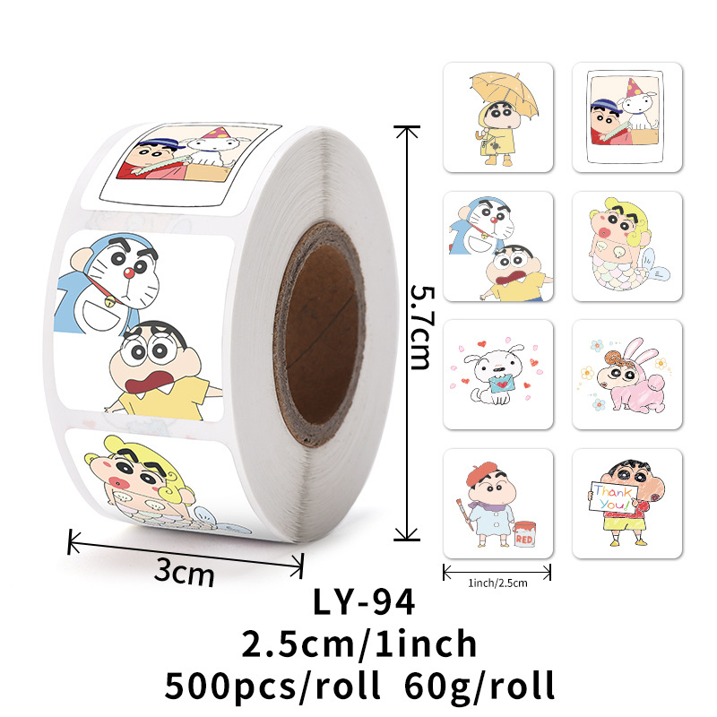 Cuộn 500 Tem Dán Hoạt Hình Shin Cậu Bé Bút Chì