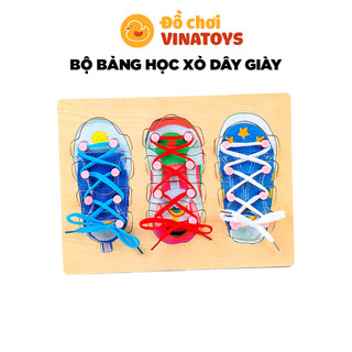 Đồ chơi cho bé bộ ghép hình và học cách xỏ dây giày giúp phát triển kĩ năng cơ bản Đồ chơi gỗ thông minh VINATOYS