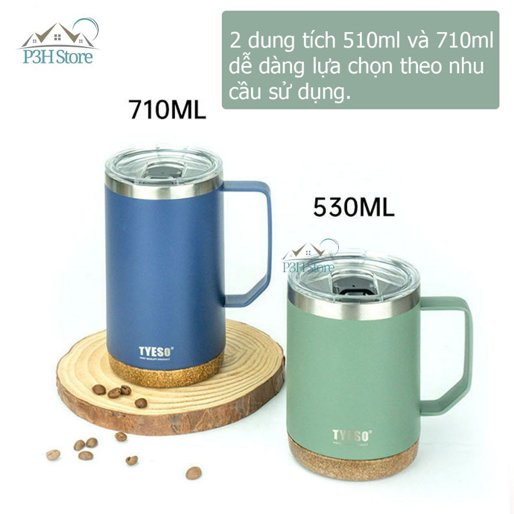 Ly giữ nhiệt Tyeso Table Mug dung tích bằng thép không gỉ có tay cầm nhiều màu thời trang TS8836 TS8837 P3hstore