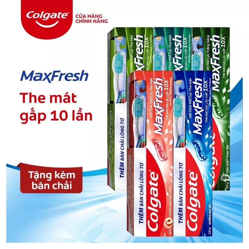 Kem đánh răng Colgate/MaxFresh 225g kèm bàn chải/MaxWhite 137g/Optic White