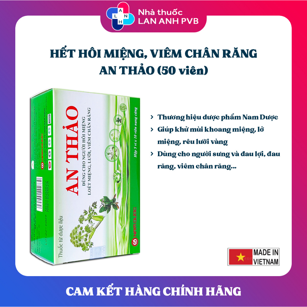 Viên Uống Thảo Dược An Thảo (50 viên) - Hỗ Trợ Giảm Nhiệt Miệng, Thanh Vị, Giải Độc, Tiêu Viêm.