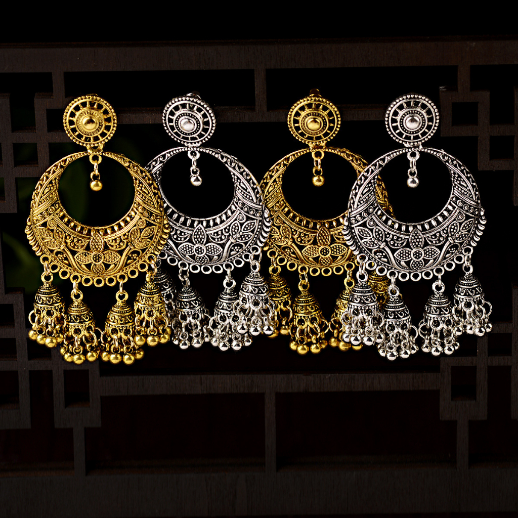 Bông tai đôn hoàng thả dài phong cách boho mông cổ tây tạng