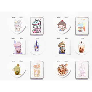 Gương 2 mặt trà sữa gương pu GPI24 gương hoạt hình boba tea gương dễ thương