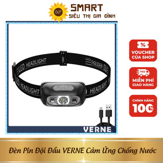 Đèn pin đội đầu verne cảm ứng mạnh mẽ chống thấm nước, đèn pin đội đầu siêu sáng