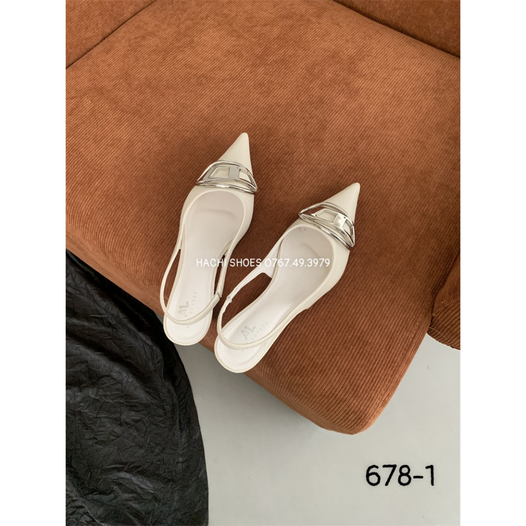 Giày sandal bít mũi đế bệt mũi nhọn quai thun khóa hàng QCCC fulbox 678-1 - HACHI SHOES