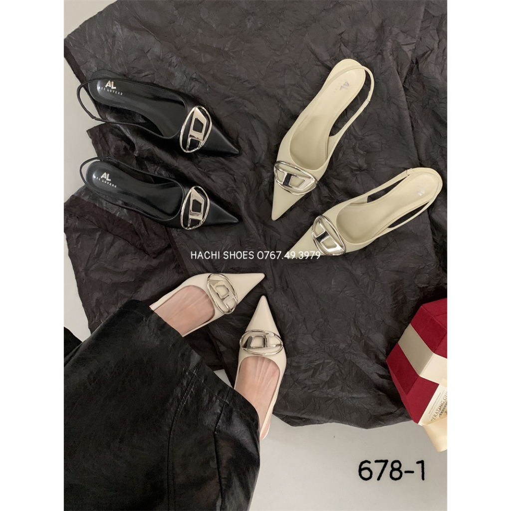 Giày sandal bít mũi đế bệt mũi nhọn quai thun khóa hàng QCCC fulbox 678-1 - HACHI SHOES