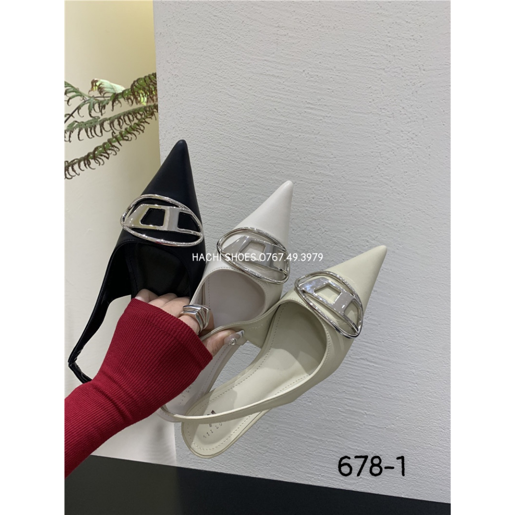 Giày sandal bít mũi đế bệt mũi nhọn quai thun khóa hàng QCCC fulbox 678-1 - HACHI SHOES