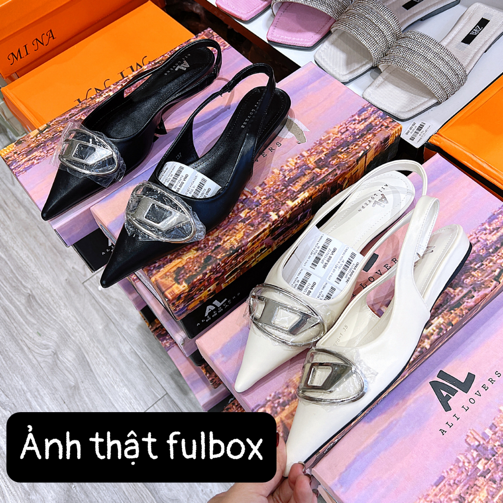 Giày sandal bít mũi đế bệt mũi nhọn quai thun khóa hàng QCCC fulbox 678-1 - HACHI SHOES