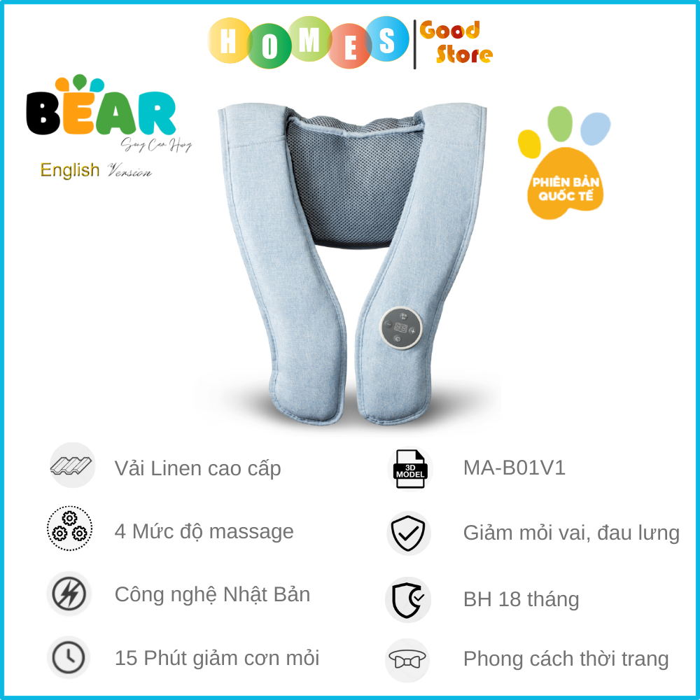 Máy Massage Cổ Vai Gáy, Máy Đấm Lưng BEAR AMQ-A01X1 (MA-B01V1) - Bảo Hành 18 Tháng