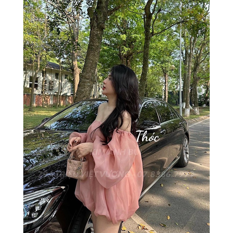 Váy nữ babydoll trễ vai chân phồng công chúa đi biển đi chơi