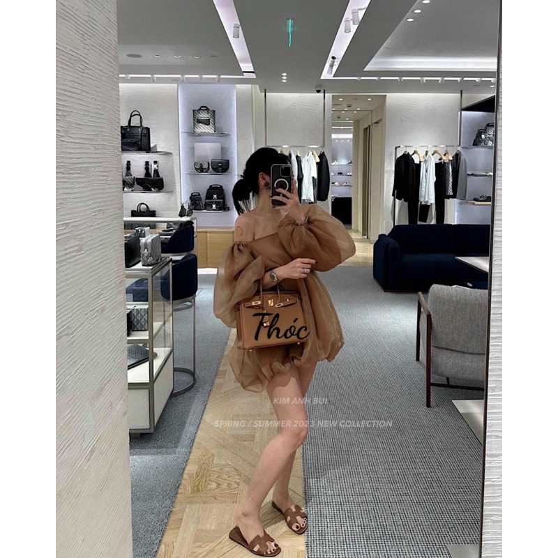 Váy nữ babydoll trễ vai chân phồng công chúa đi biển đi chơi