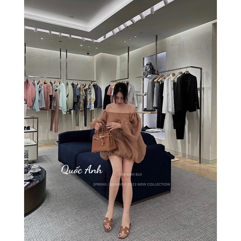 Váy nữ babydoll trễ vai chân phồng công chúa đi biển đi chơi